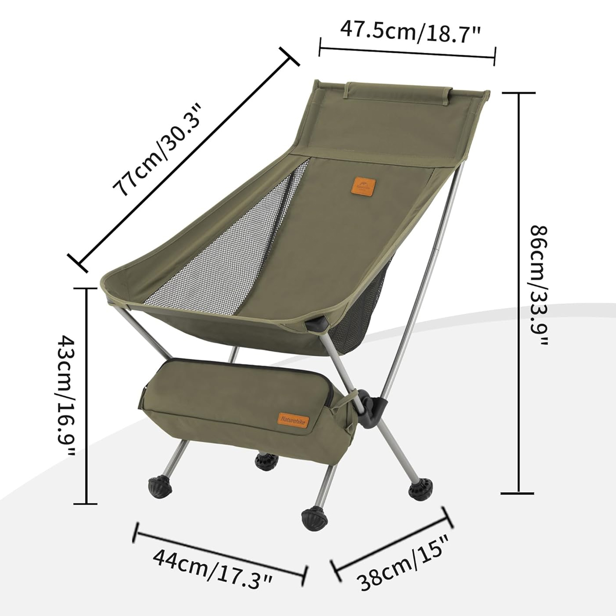 Naturehike YL09 Ghế Xếp Mặt Trăng Cắm Trại Tựa Cổ NH20JJ035