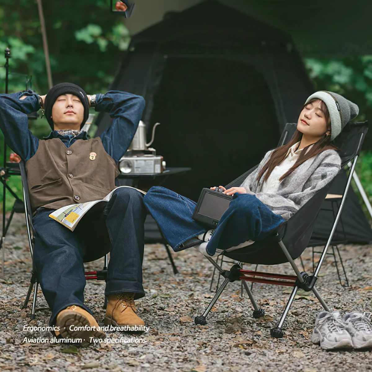 Naturehike YL09 Ghế Xếp Mặt Trăng Cắm Trại Tựa Cổ NH20JJ035