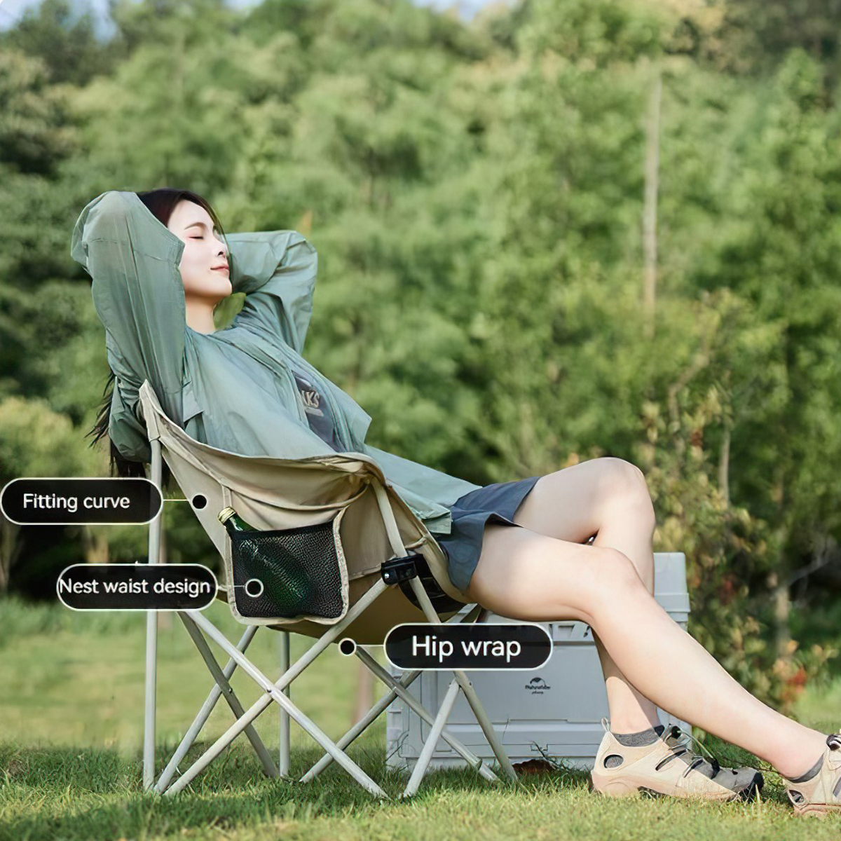 Naturehike CNH23JU13002 Ghế Xếp Thư Giãn Có Tựa Tay Cắm Trại Armrest Moon Chair