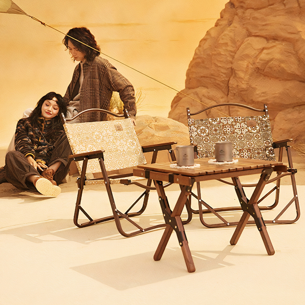 Naturehike Ghế Xếp Vân Gỗ Glamping - Con Đường Tơ Lụa Glamping