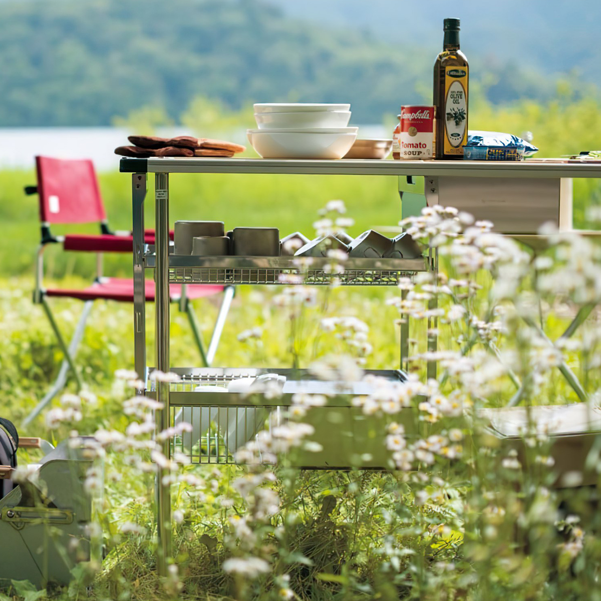 Giá Đựng Đồ Cắm Trại Du Lịch Snowpeak Igt Hanging Rack Frame 2 Tier Set