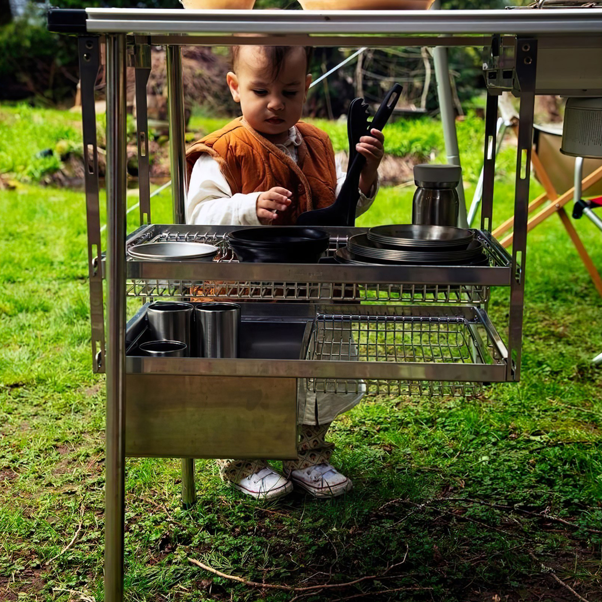 Giá Đựng Đồ Cắm Trại Du Lịch Snowpeak Igt Hanging Rack Frame 2 Tier Set