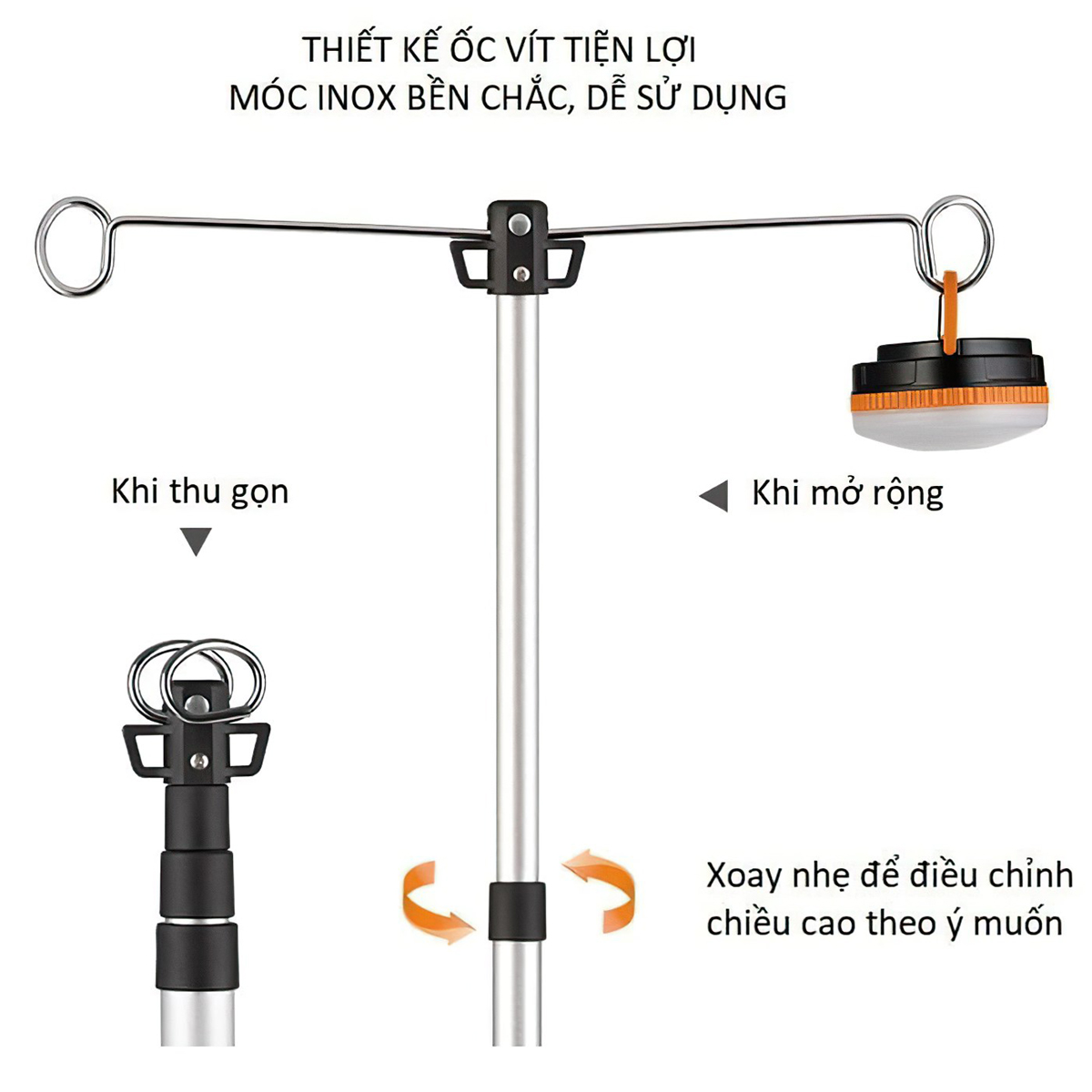 Naturehike Giá Treo Đèn Cắm Trại Xếp Gọn Dj01 Retractable Lamp Holder