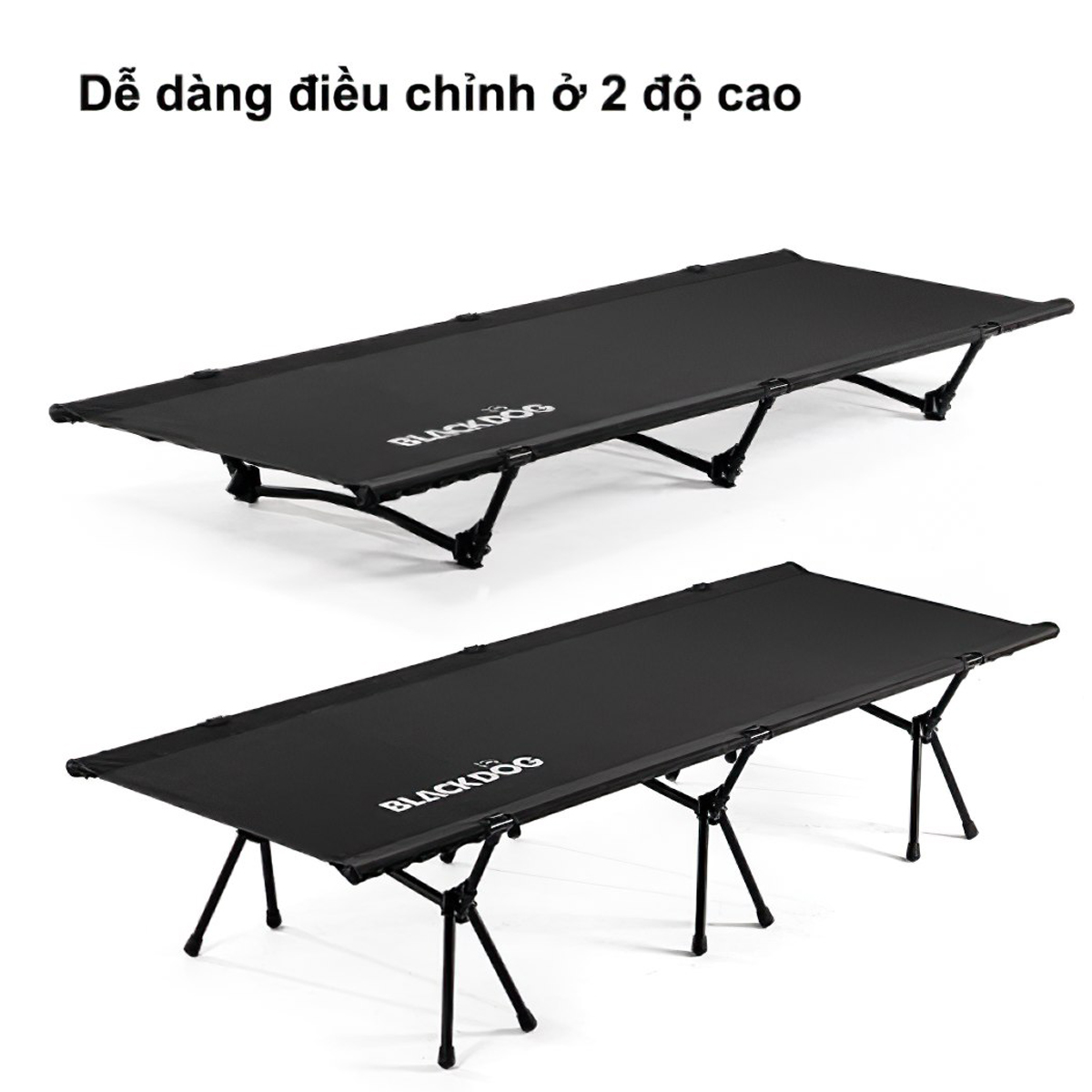 Giường Gấp Gọn Cắm Trại Điều Chỉnh Được Chiều Cao Blackdog Aluminum Alloy Folding Camp Bed
