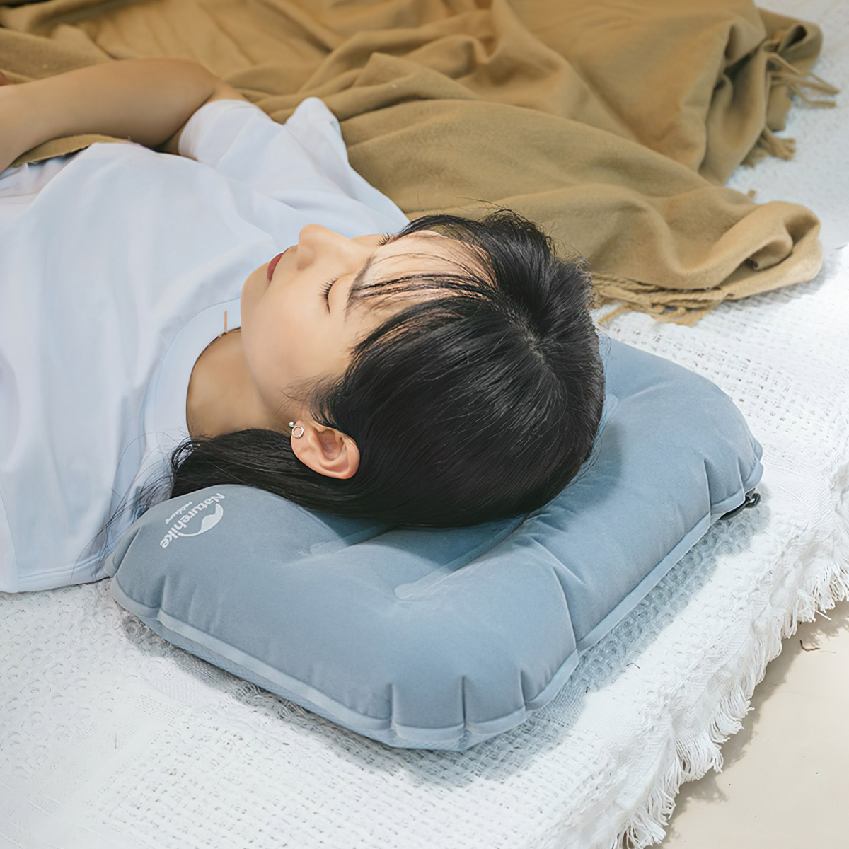 Naturehike Gối Hơi Cắm Trại Du Lịch Văn Phòng Cắm Trại PU Flocking Comfortable Sleeping Pillow