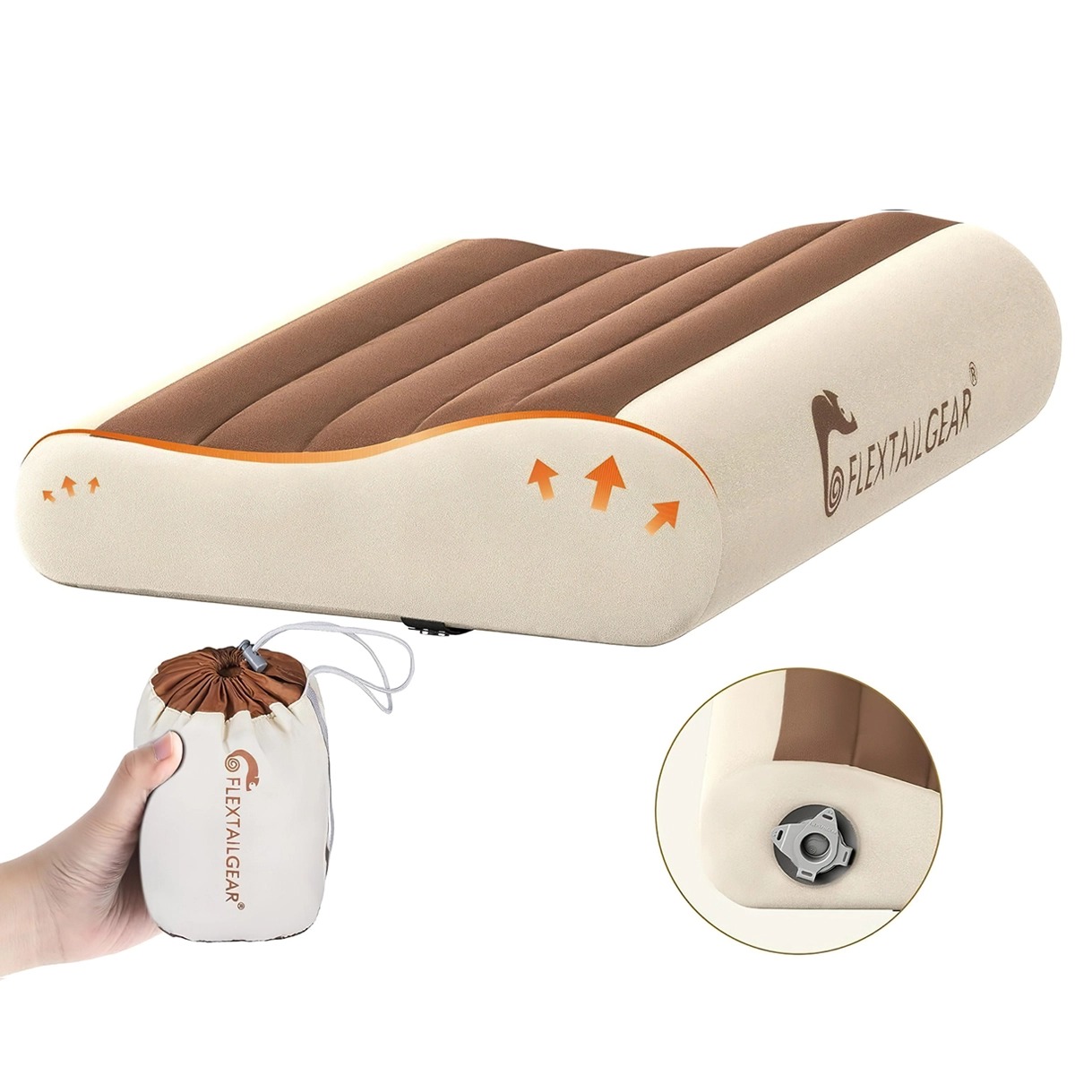 Flextail ZERO PILLOW-B Gối hơi cắm trại công thái học Shape Inflatable Camping Air Pillow