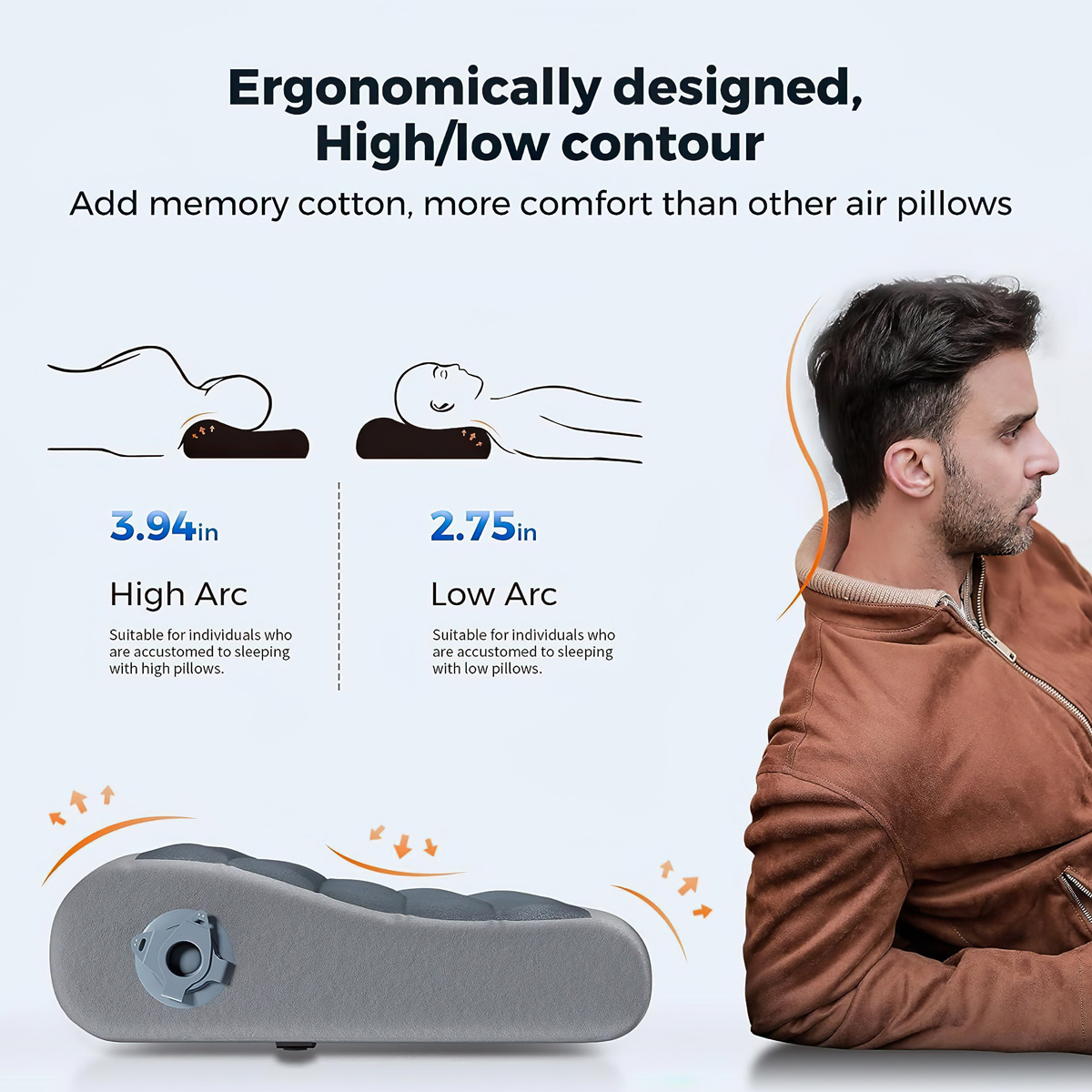 Flextail ZERO PILLOW-B Gối hơi cắm trại công thái học Shape Inflatable Camping Air Pillow