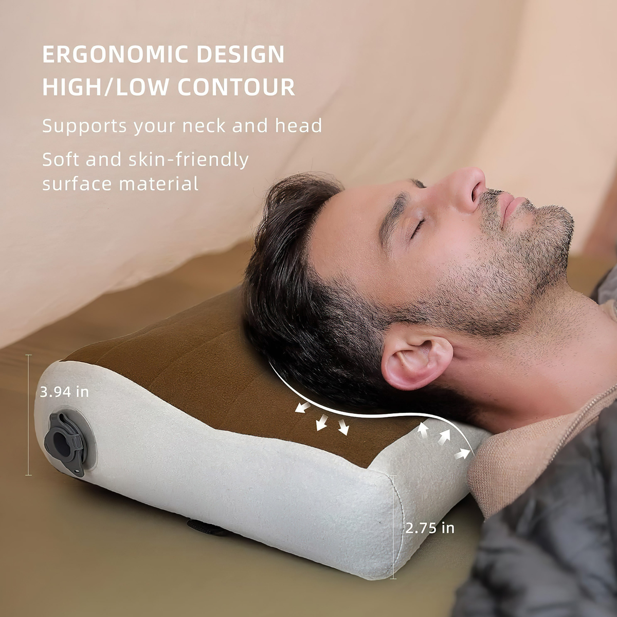 Flextail ZERO PILLOW-B Gối hơi cắm trại công thái học Shape Inflatable Camping Air Pillow