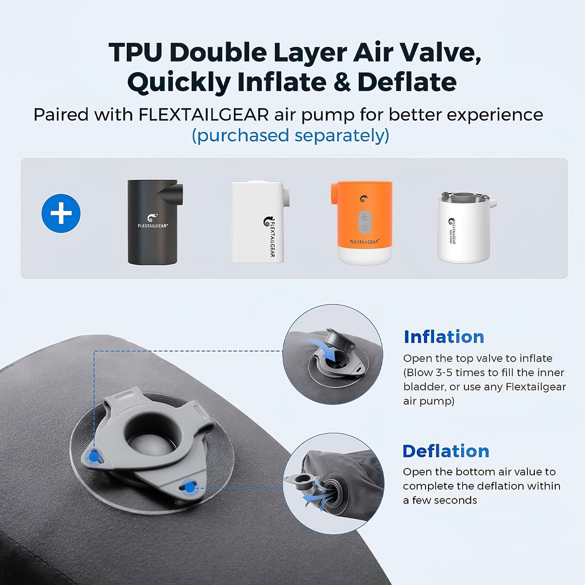 Flextail ZERO PILLOW-B Gối hơi cắm trại công thái học Shape Inflatable Camping Air Pillow