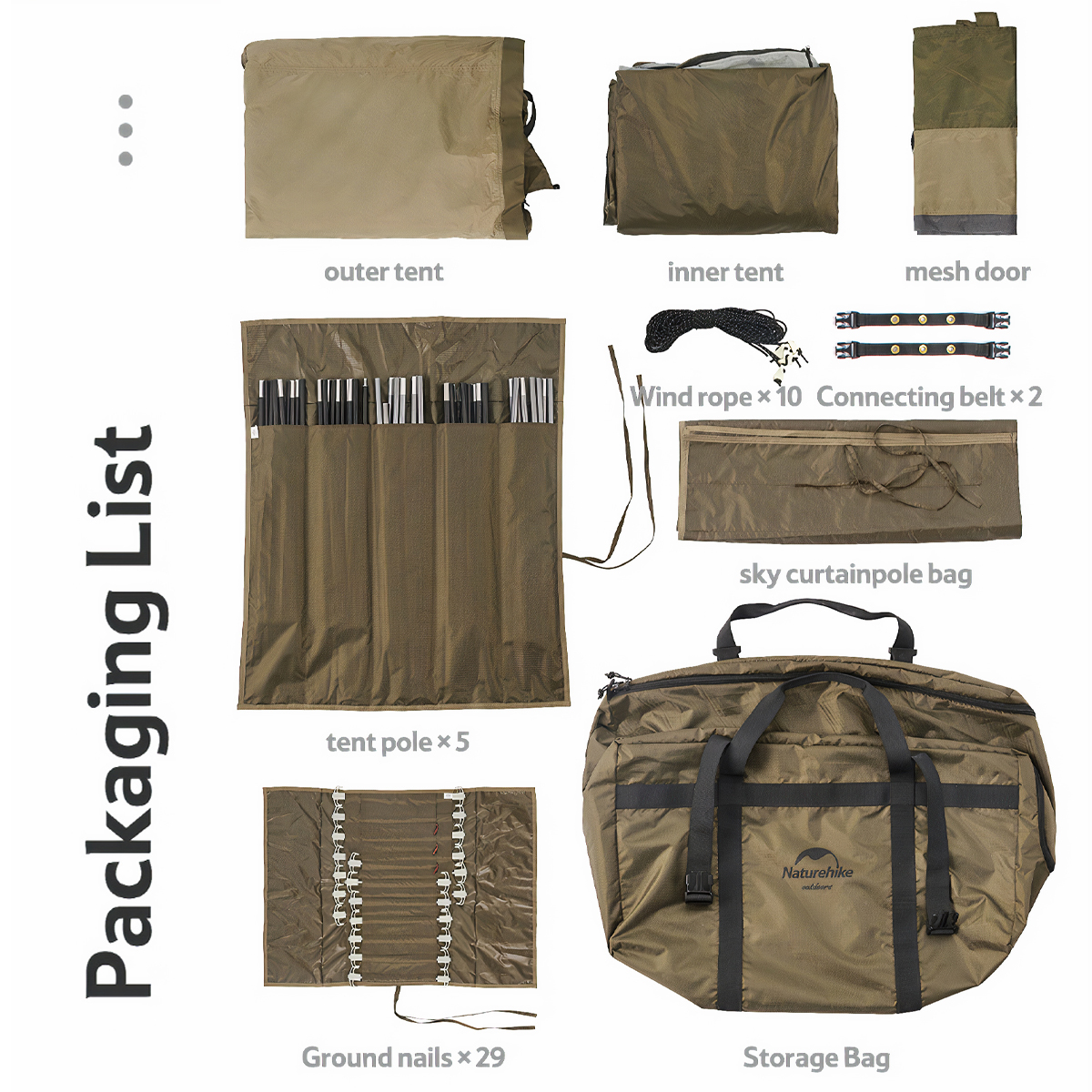 Naturehike NH22YW004 Lều Hầm Cắm Trại Glamping UPF50+ Aries α cho 4 - 6 người