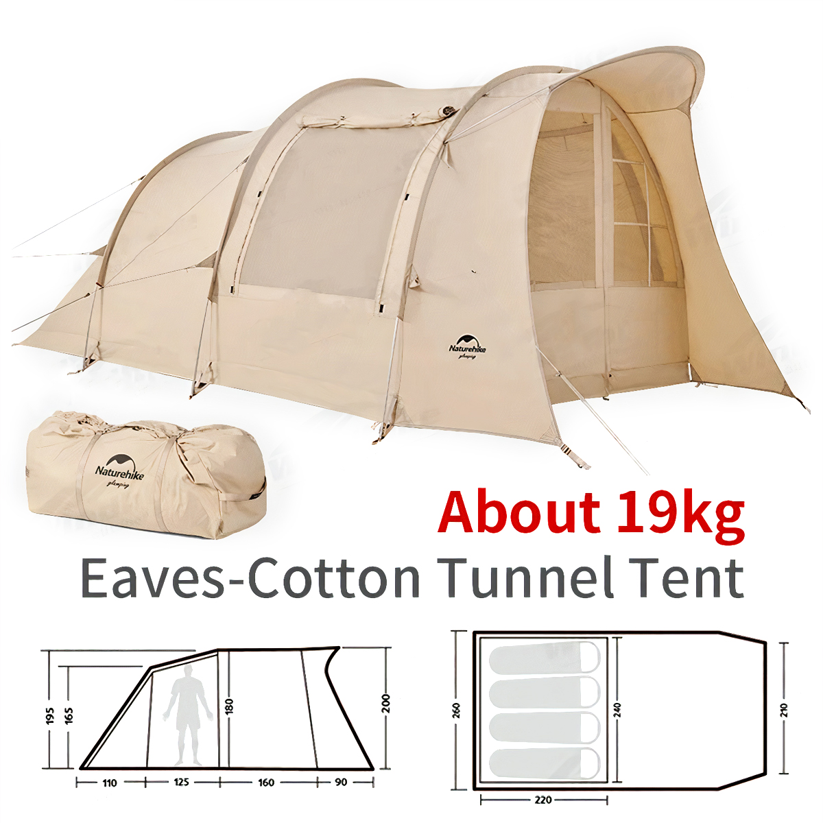 Naturehike Lều Cắm Trại Thiết Kế Dạng Hầm Lều Glamping