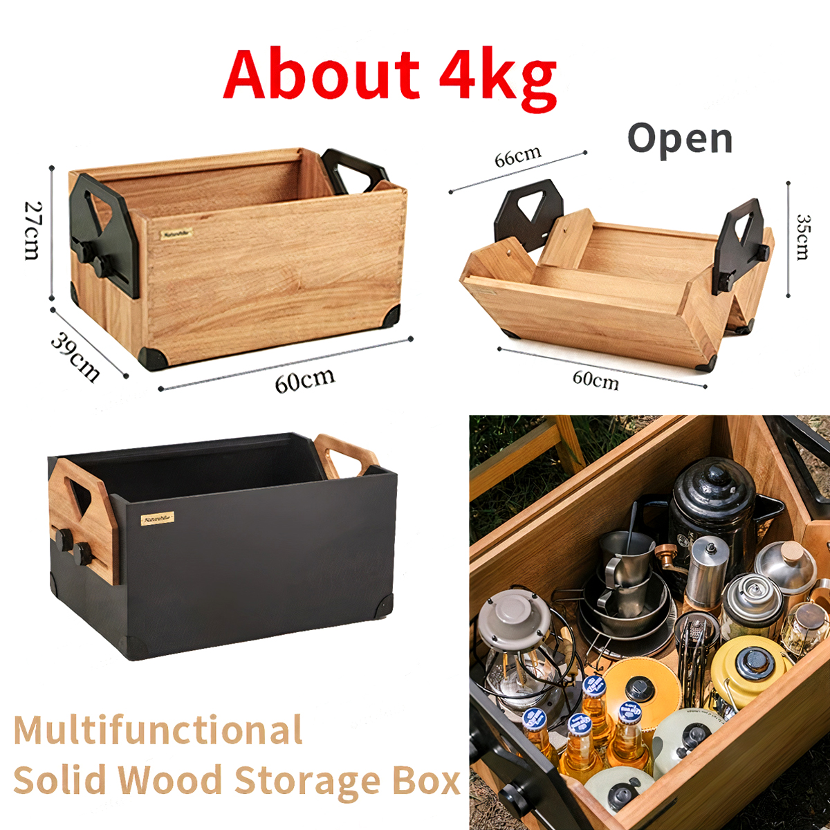 Hộp đựng đồ đa năng NatureHike Multifunctional Solid Wood Storage Box