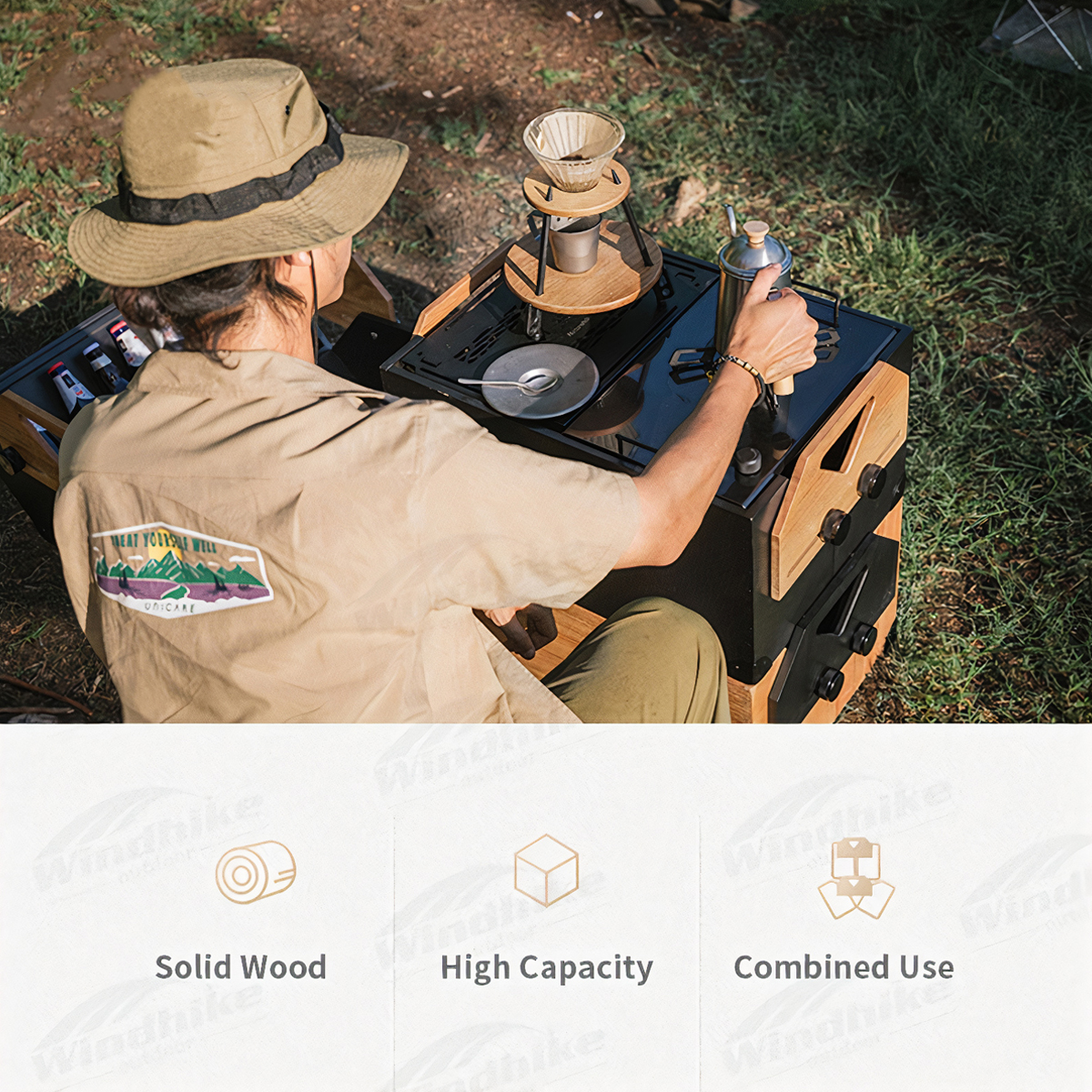 Hộp đựng đồ đa năng NatureHike Multifunctional Solid Wood Storage Box