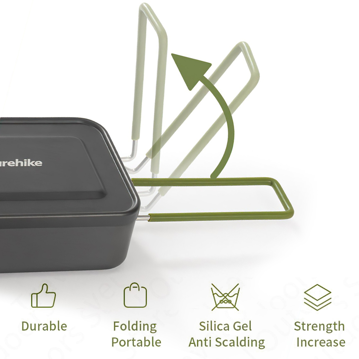 Naturehike Hộp Nấu Ăn Bằng Nhôm Cắm Trại Có Tay Cầm Aluminum Alloy Square Lunch Box