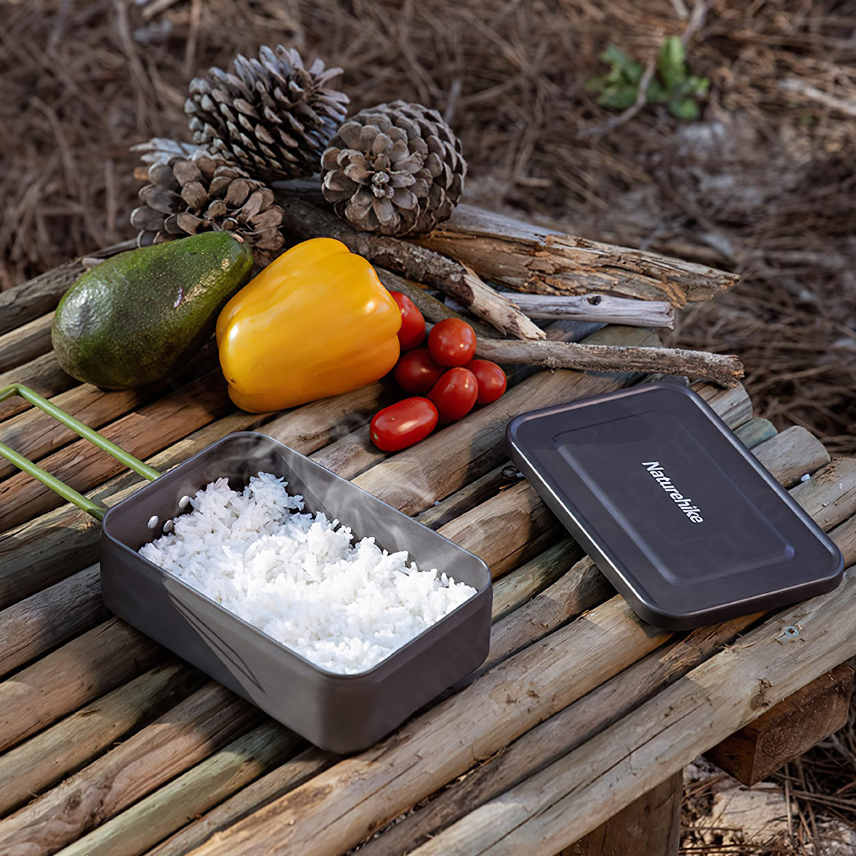 Naturehike Hộp Nấu Ăn Bằng Nhôm Cắm Trại Có Tay Cầm Aluminum Alloy Square Lunch Box