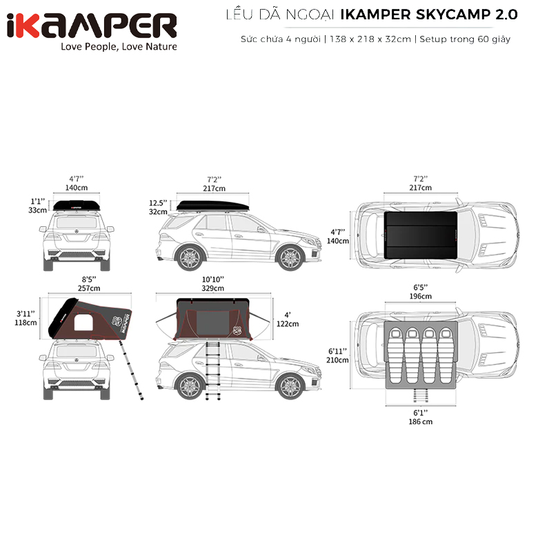 Lều Nóc Ô Tô Dã Ngoại IKamper Skycam 2.0