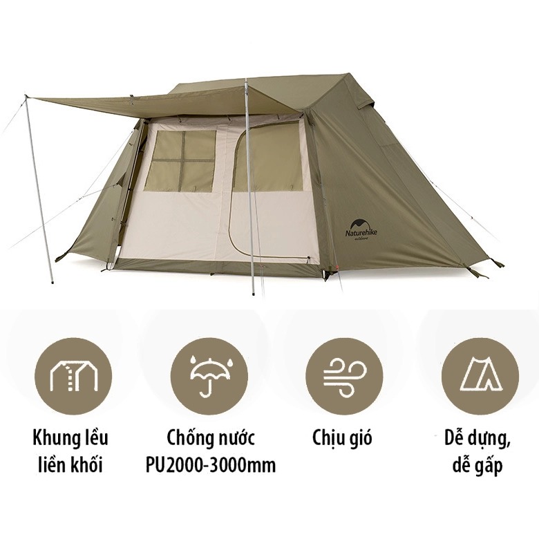 Naturehike NH21ZP009 Lều Cắm Trại 4 Người Automatic Family Cabin