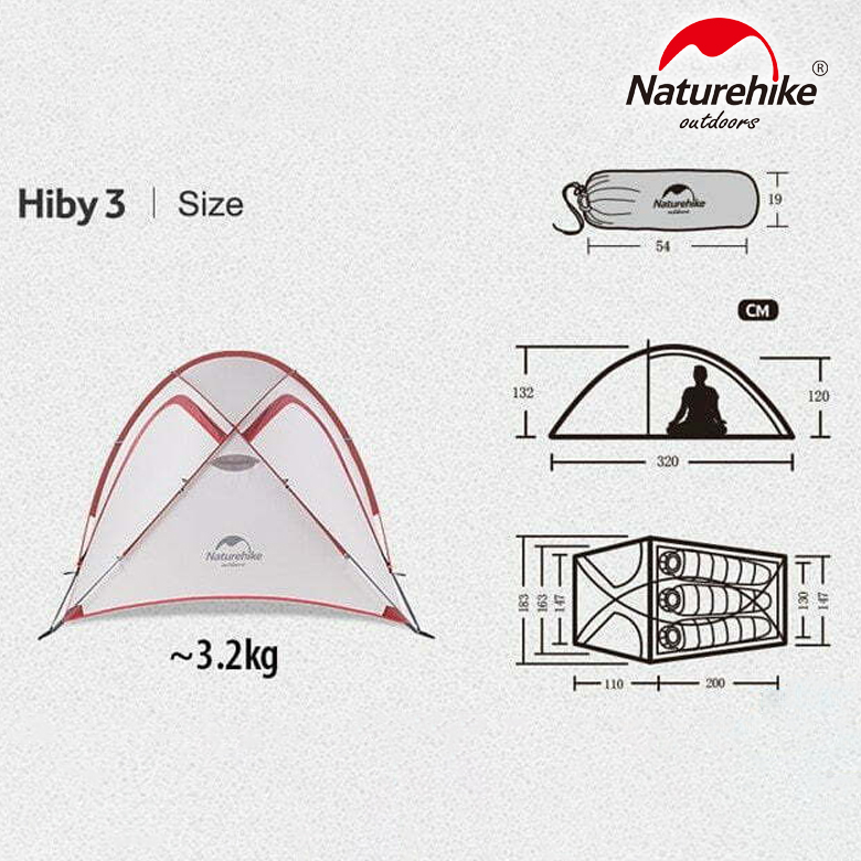 Naturehike NH19ZP016 Lều Cắm Trại 2-3 Người Hiby Chống Nước Chống Tia UV