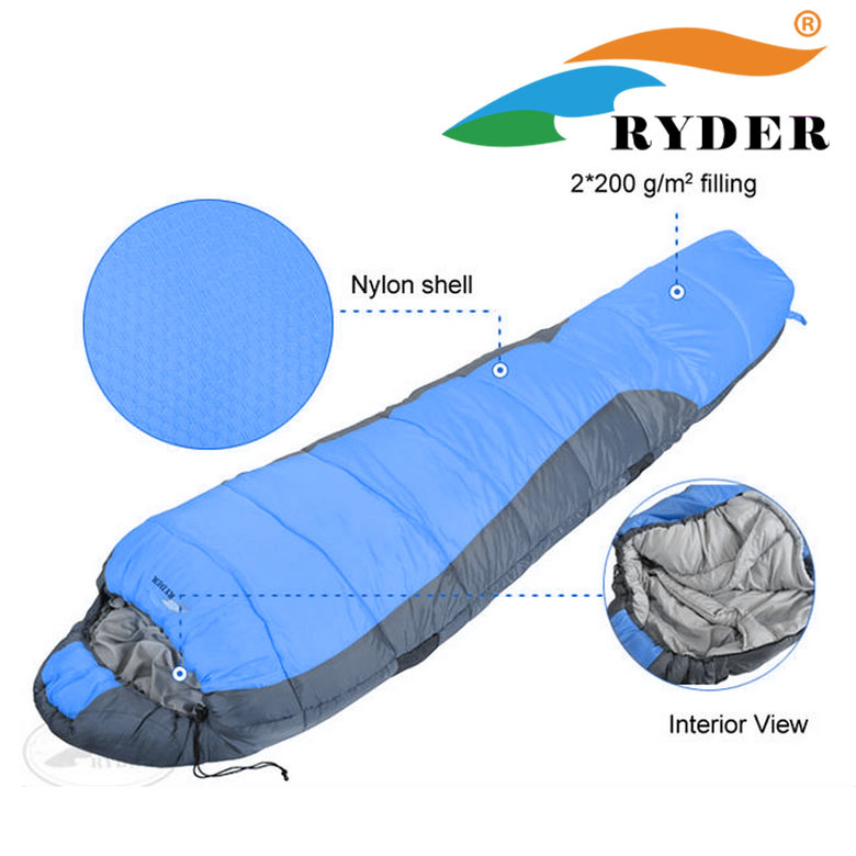 Túi ngủ mùa đông 2 lớp Ryder 2 Layers Mummy Sleeping Bag D1005 Blue