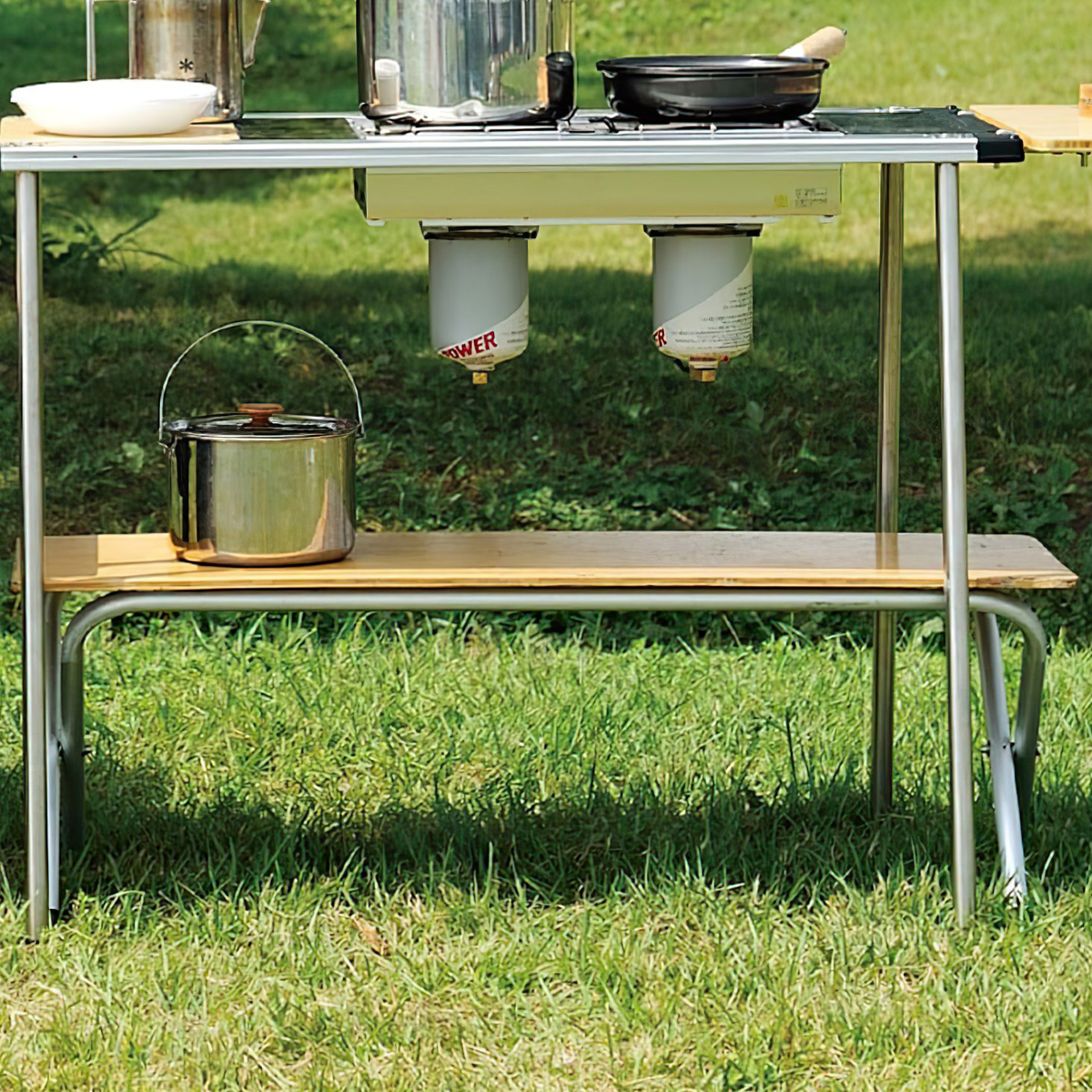 Kệ Gấp Để Đồ Đa Năng Du Lịch Cắm Trại Snowpeak Folding Shelf Long Bamboo