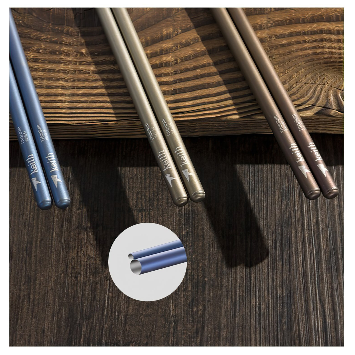 Keith Titanium Chopsticks TI5661/ TI5662/ TI5663/ TI5664 Đũa Tròn Siêu Nhẹ (Đôi)