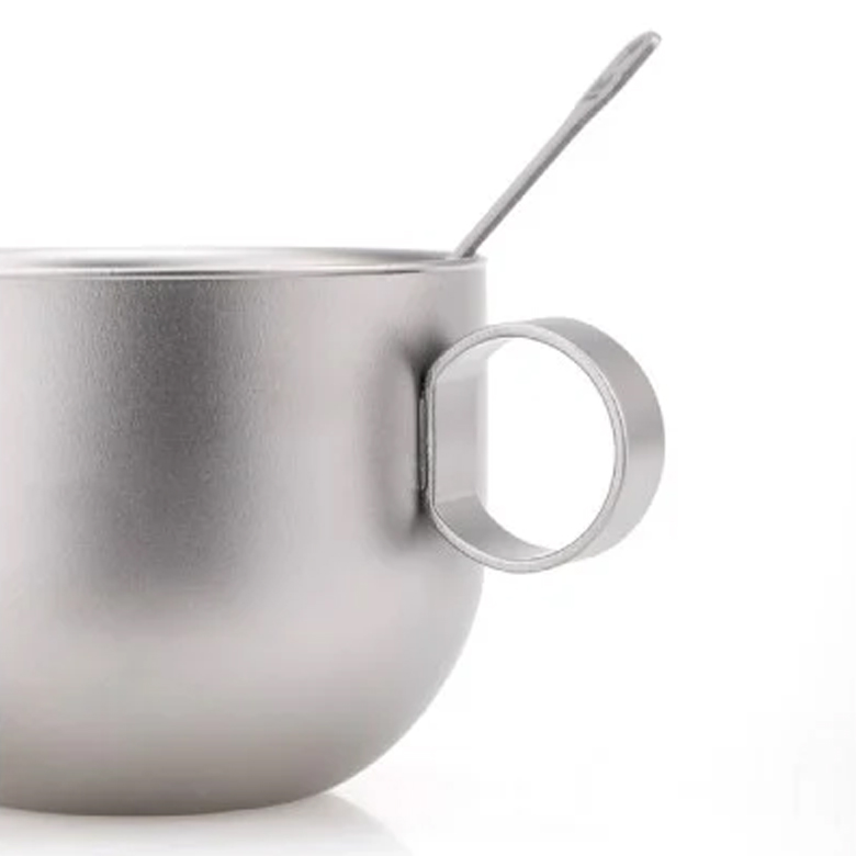 Keith Titanium Coffee cup with saucer and spoon