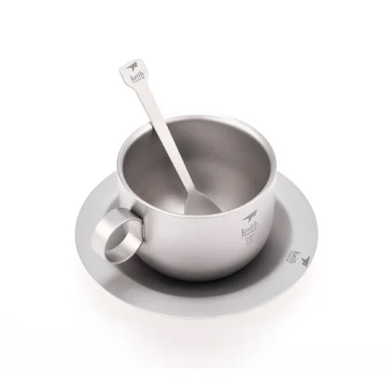 Keith Titanium Coffee cup with saucer and spoon