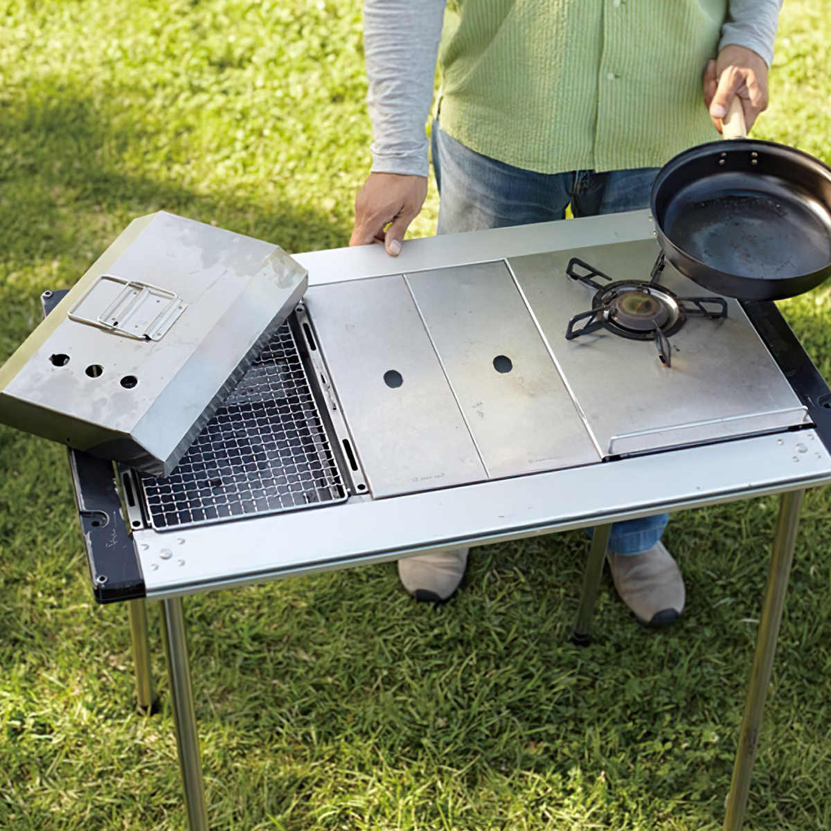 Snowpeak Khung Bàn Cắm Trại Du Lịch Kết Hợp Với Các Sản Phẩm Của Thương Hiệu Igt Iron Grill Table Frame 3 Unit