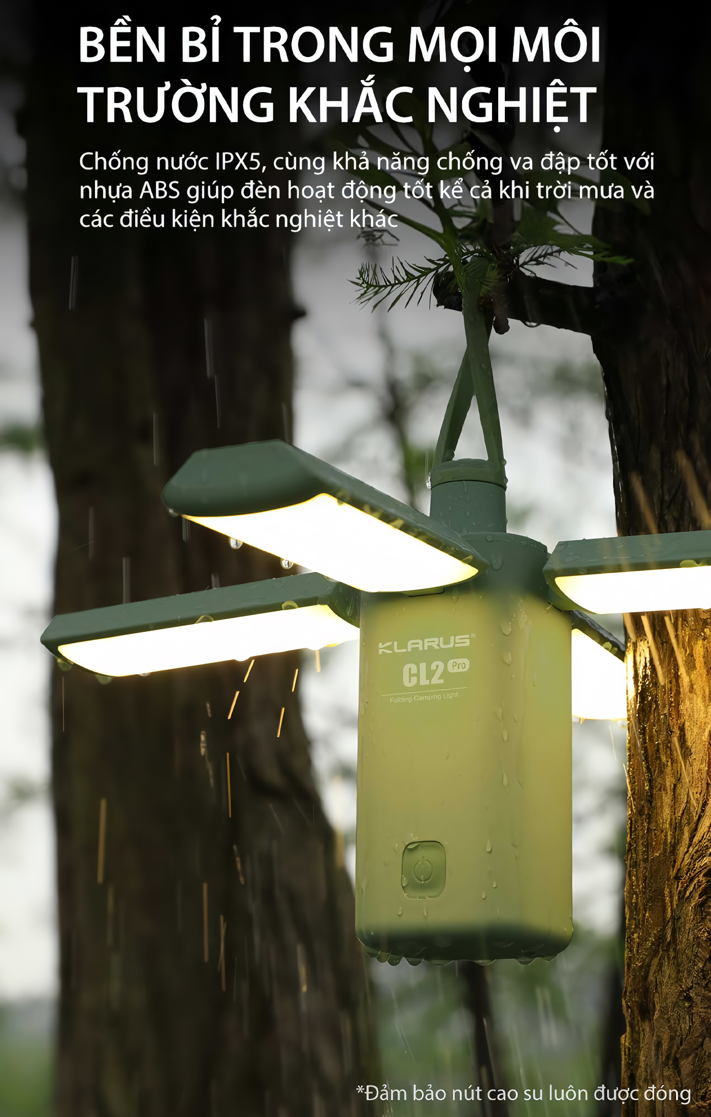 Klarus CL2 Pro Đèn Gập Cắm Trại 750 Lumen Sáng Tỏa 360 Độ, Pin Liền Thân 14000mAh USB-C PowerBank
