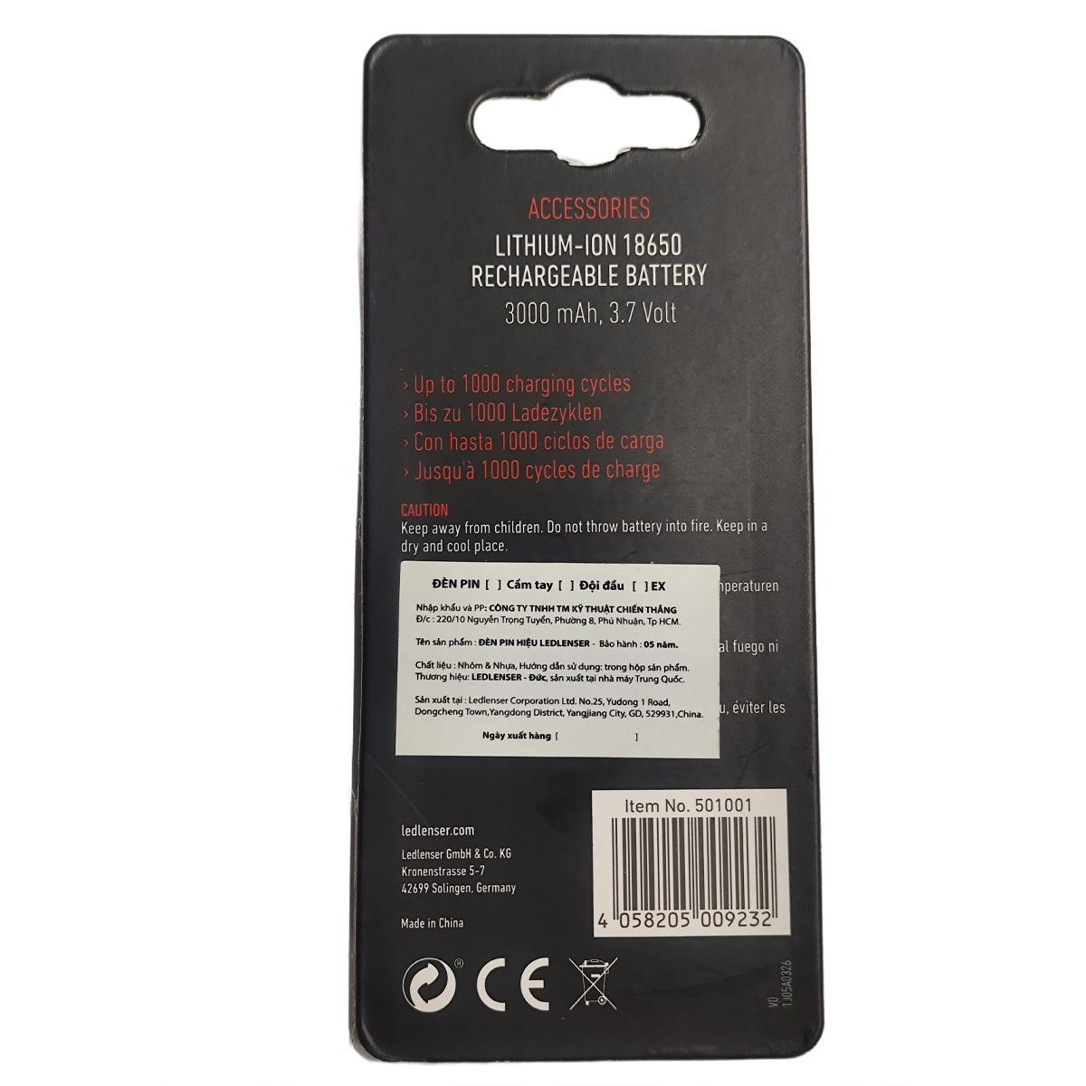 Ledlenser 18650 Pin  3.7V 3000Mah