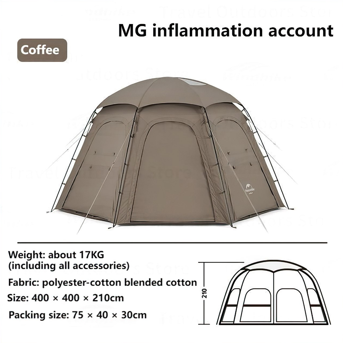 Naturehike CNH22ZP032 Lều 4-5 người MG Outdoor Dome Tent
