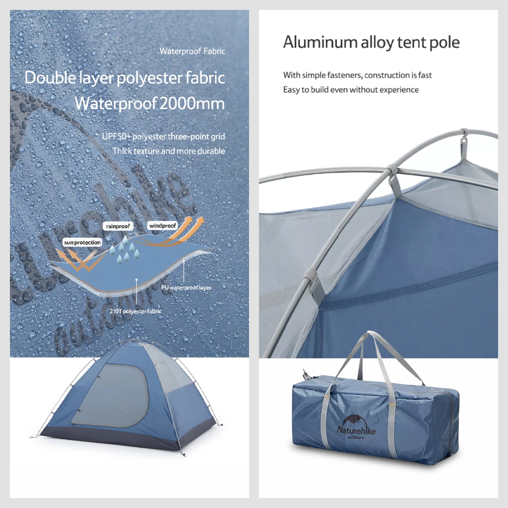 Lều cắm trại 3-4 người NatureHike P-PLUS One Room, One Hall tent NH21ZP015