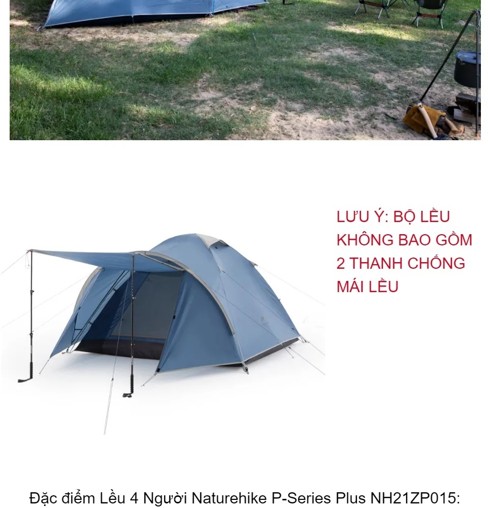 Lều cắm trại 3-4 người NatureHike P-PLUS One Room, One Hall tent NH21ZP015