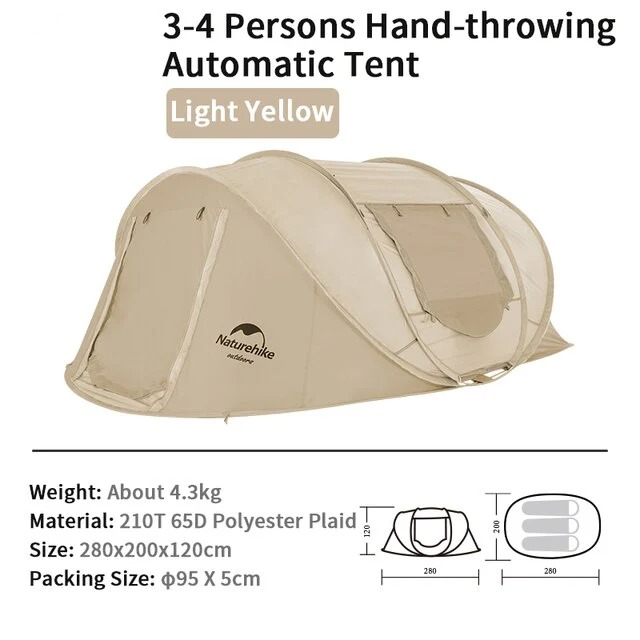 NatureHike Lều Cắm Trại 3-4 Người Tự Bung