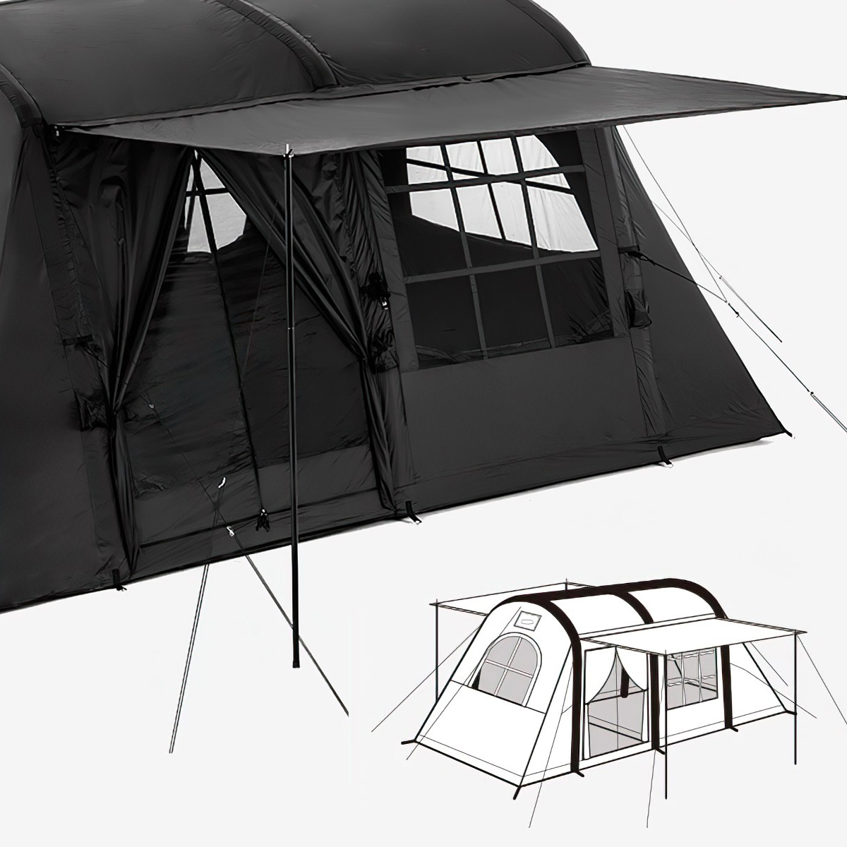 Lều Cắm Trại BLACKDOG one bedrooms & One Living Room inflatable tent BD-ZP011
