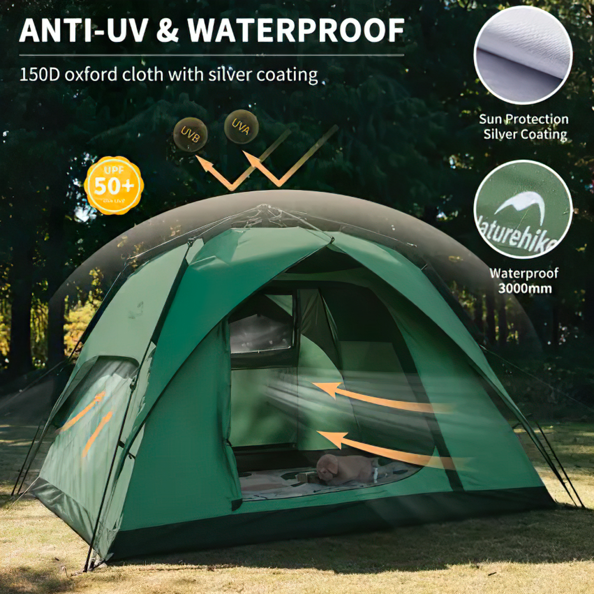 Naturehike Pop-up Lều Cắm Trại 4 Người Tự Bung  ( Thế Hệ 2 )