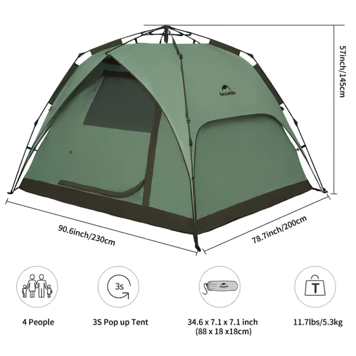 Naturehike Pop-up Lều Cắm Trại 4 Người Tự Bung  ( Thế Hệ 2 )