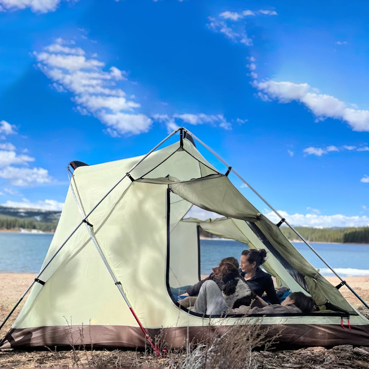 Snowpeak Alpha Breeze Sd-480-Iv-Us Lều Cắm Trại Chống Thấm Nước, Xử Lý Cắt Tia UV, Chống Cháy 68D