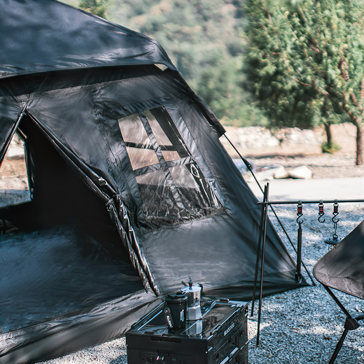 Lều Cắm Trại Du Lịch Tự Bung 3-4 Người Blackdog Two Doors And Two Windows Tent