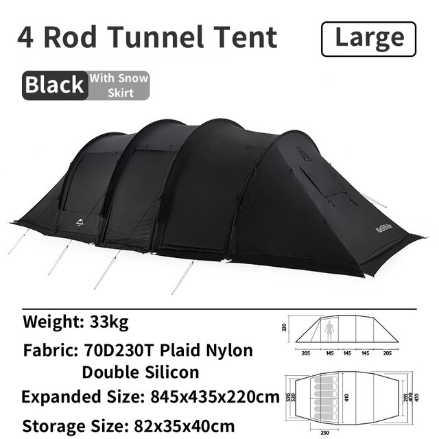 Naturehike NH20ZP015 Lều cắm trại đường hầm 4-6 người