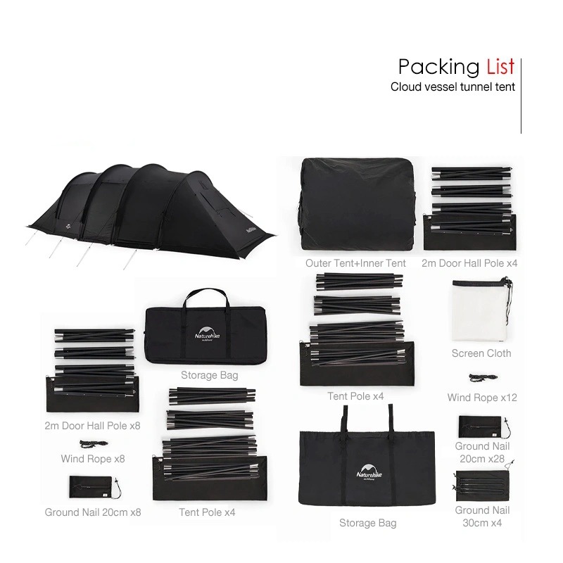 Naturehike NH20ZP015 Lều cắm trại đường hầm 4-6 người