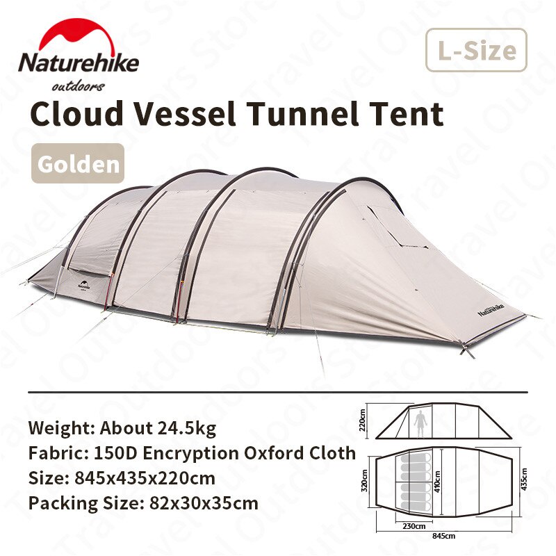 Naturehike NH20ZP015 Lều cắm trại đường hầm 4-6 người