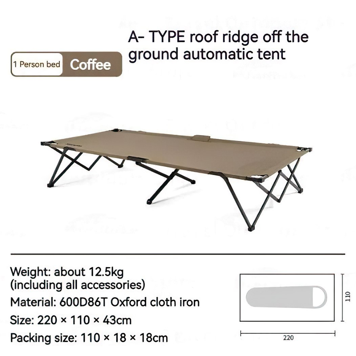 NatureHike Lều Cắm Trại Tự Bung  - Giường Xếp Dàn Đế