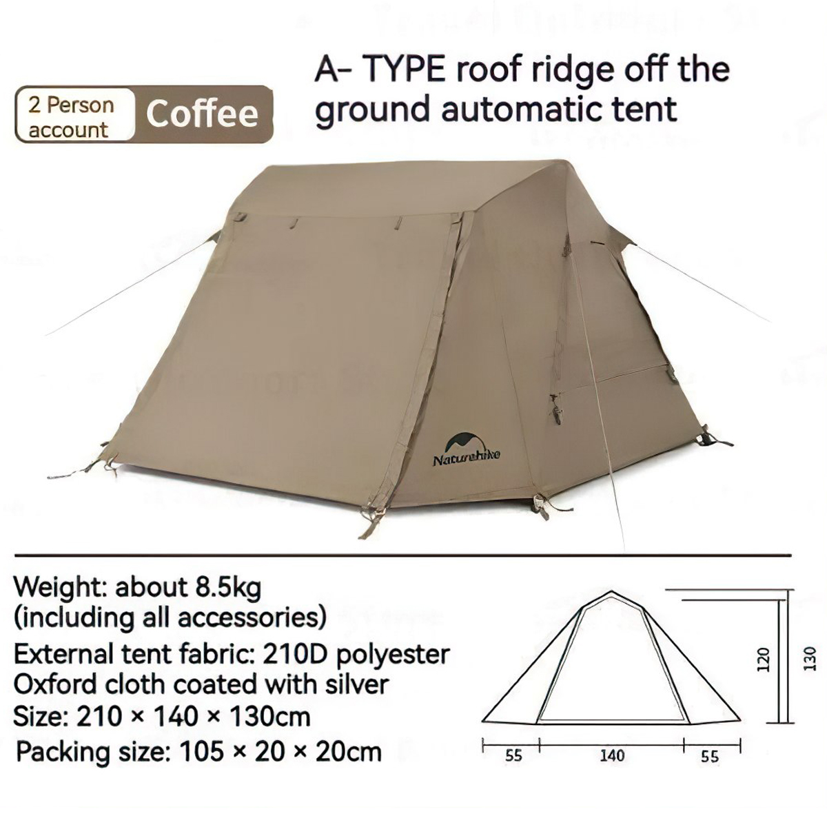 NatureHike Lều Cắm Trại Tự Bung  - Giường Xếp Dàn Đế