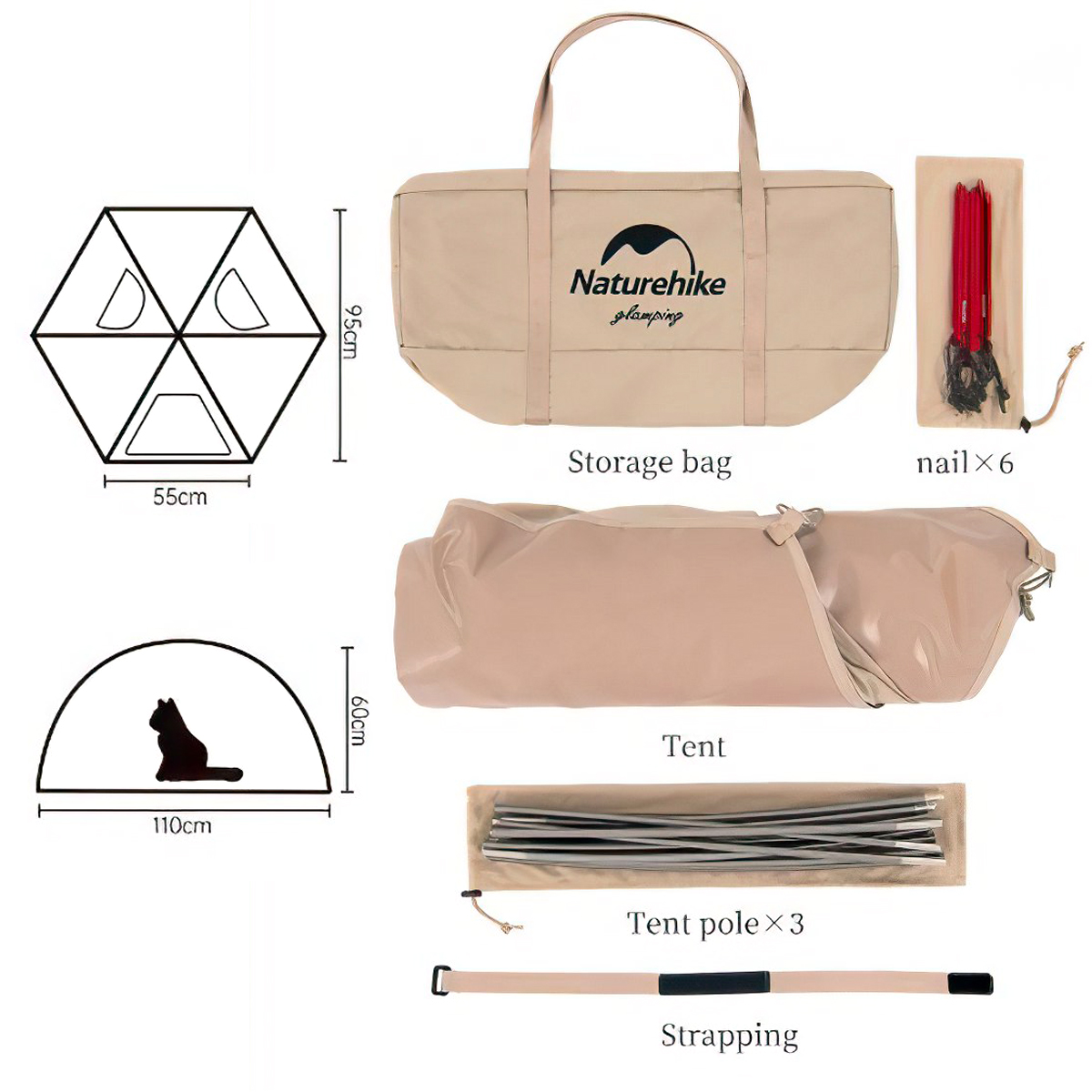 Naturehike Lều Cho Thú Cưng Hình Lục Giác