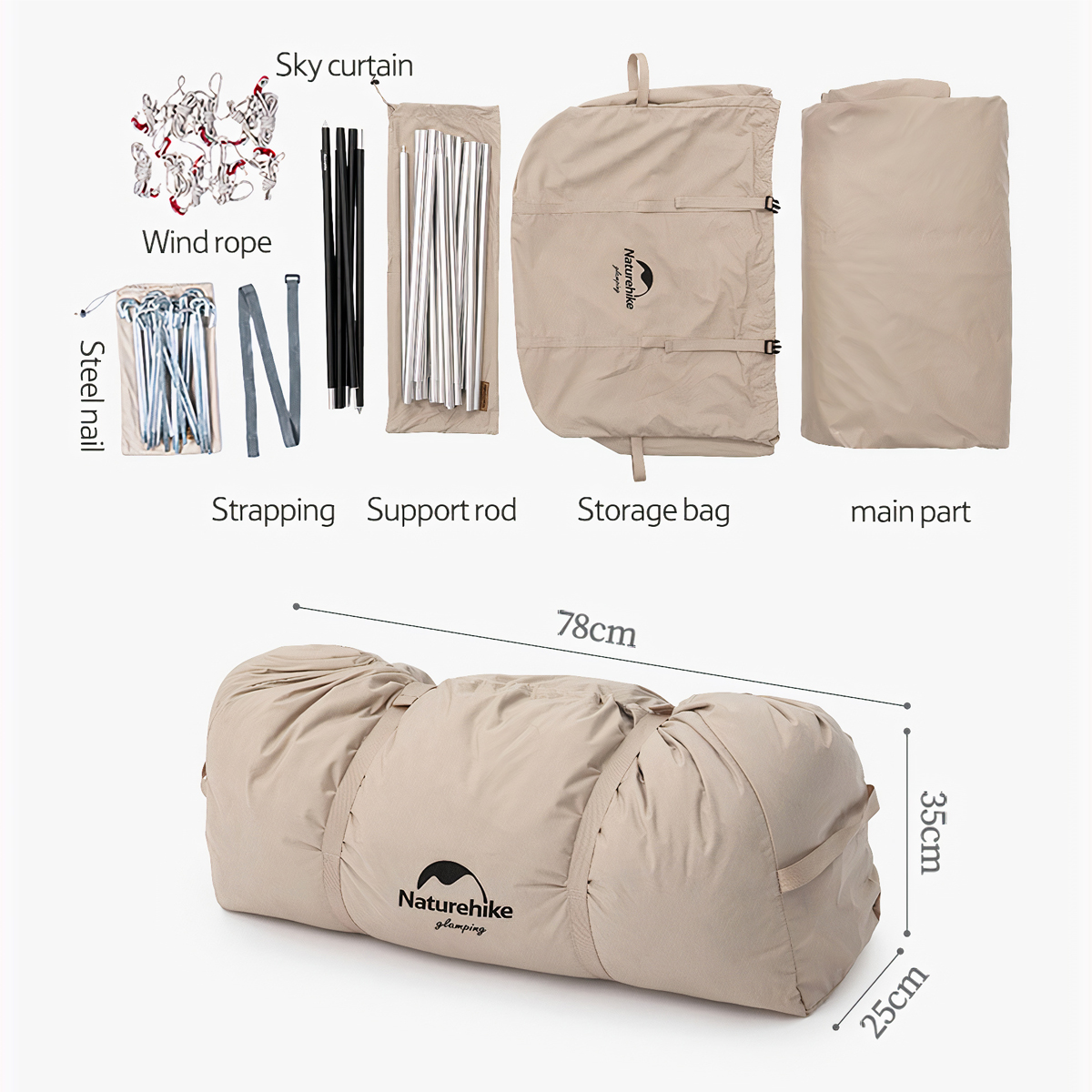 Naturehike Lều cắm Trại Mông Cổ Glamping Có Mái Che