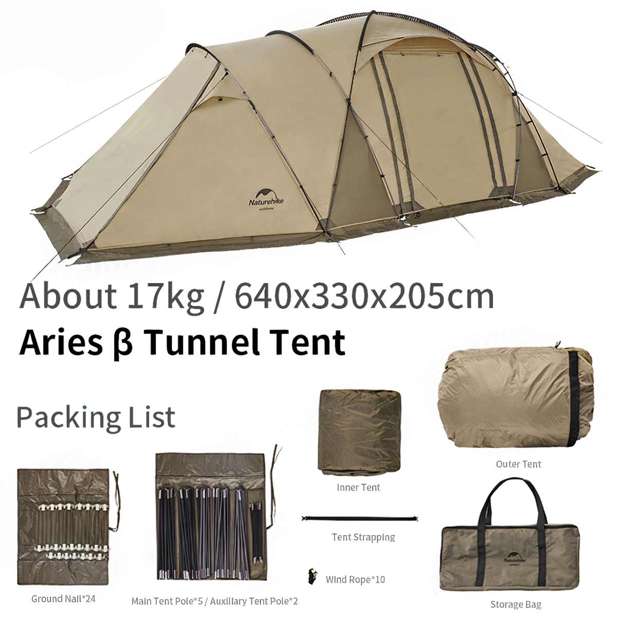 Naturehike Hầm Lều Trung Tâm Cắm Trại Dành Cho 4 Người Glamping