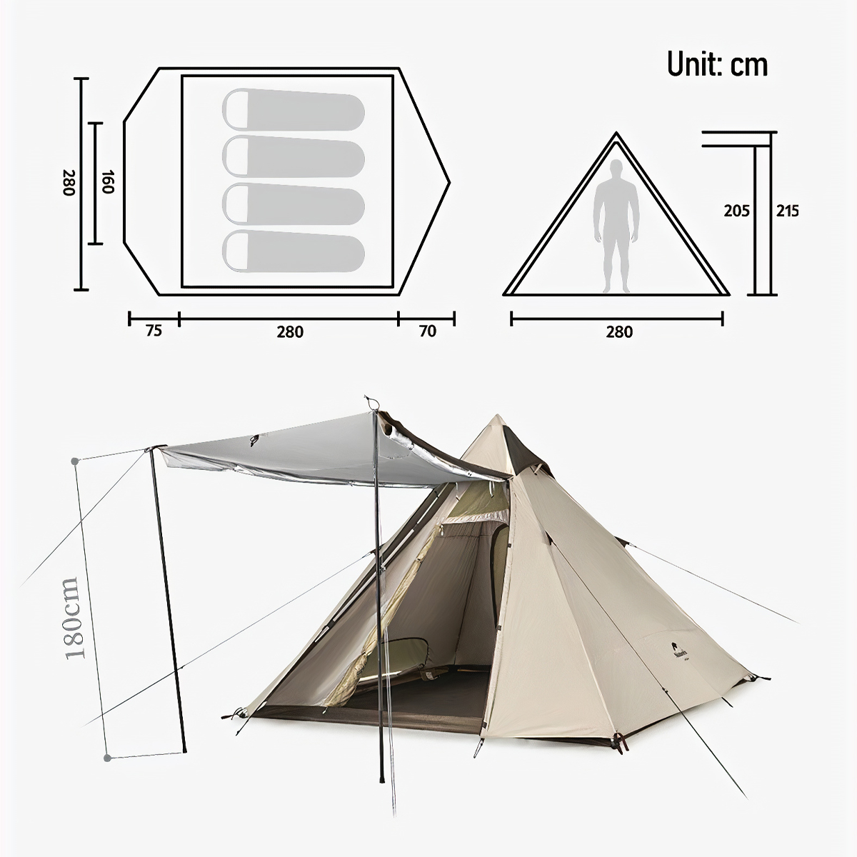 Naturehike Lều Cắm Trại Kim Tự Tháp cho 04 người