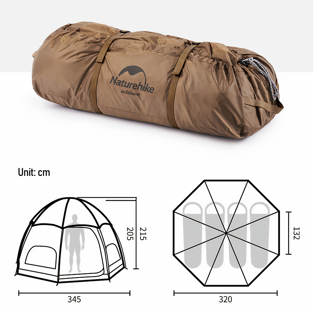 Lều Cắm Trại Mông Cổ Bát Giác Cho 2 người Naturehike