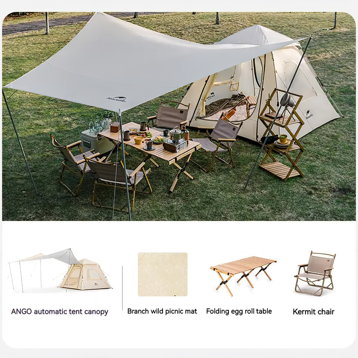 Naturehike Ango Lều Tự Bung 3 người Kèm Tăng Cắm Trại